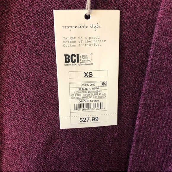 NWT A New Day cardigan pocket sweater oversize and stretchy mulberry color XS - Picture 4 of 8